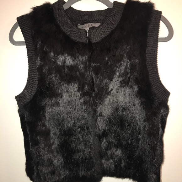 Real Rabbit Fur vest- black knitted S - Picture 8 of 8